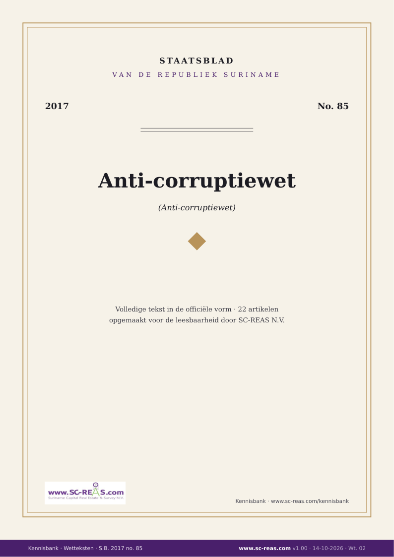 Kaft Anti-corruptiewet