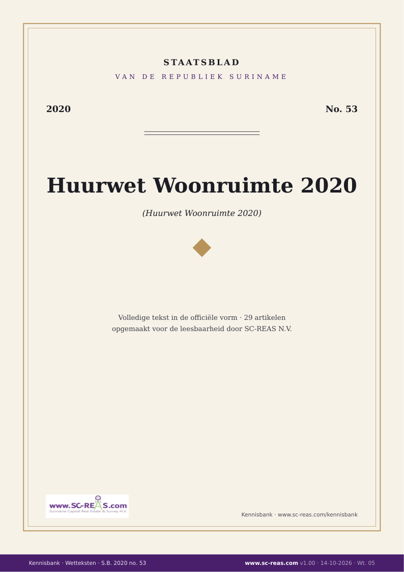 Kaft Huurwet Woonruimte 2020