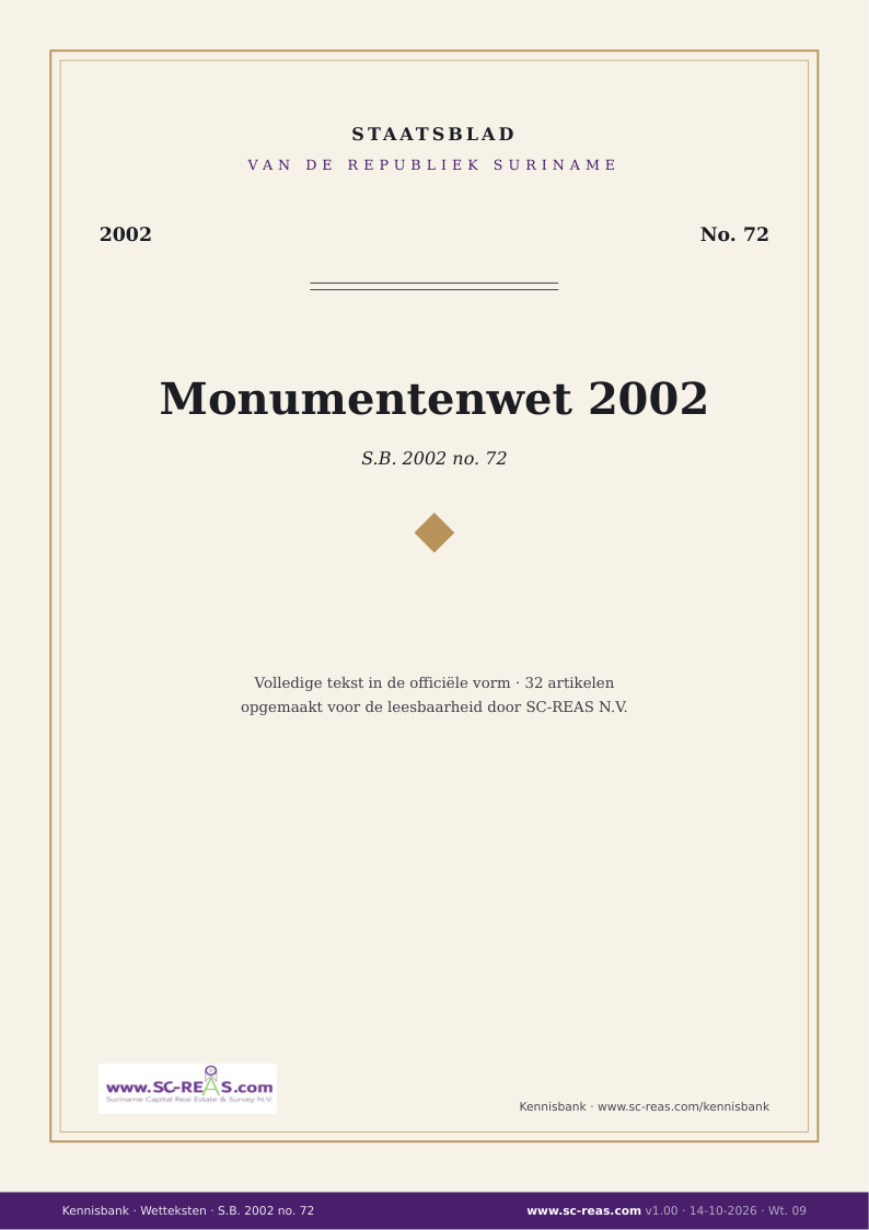 Kaft Monumentenwet 2002