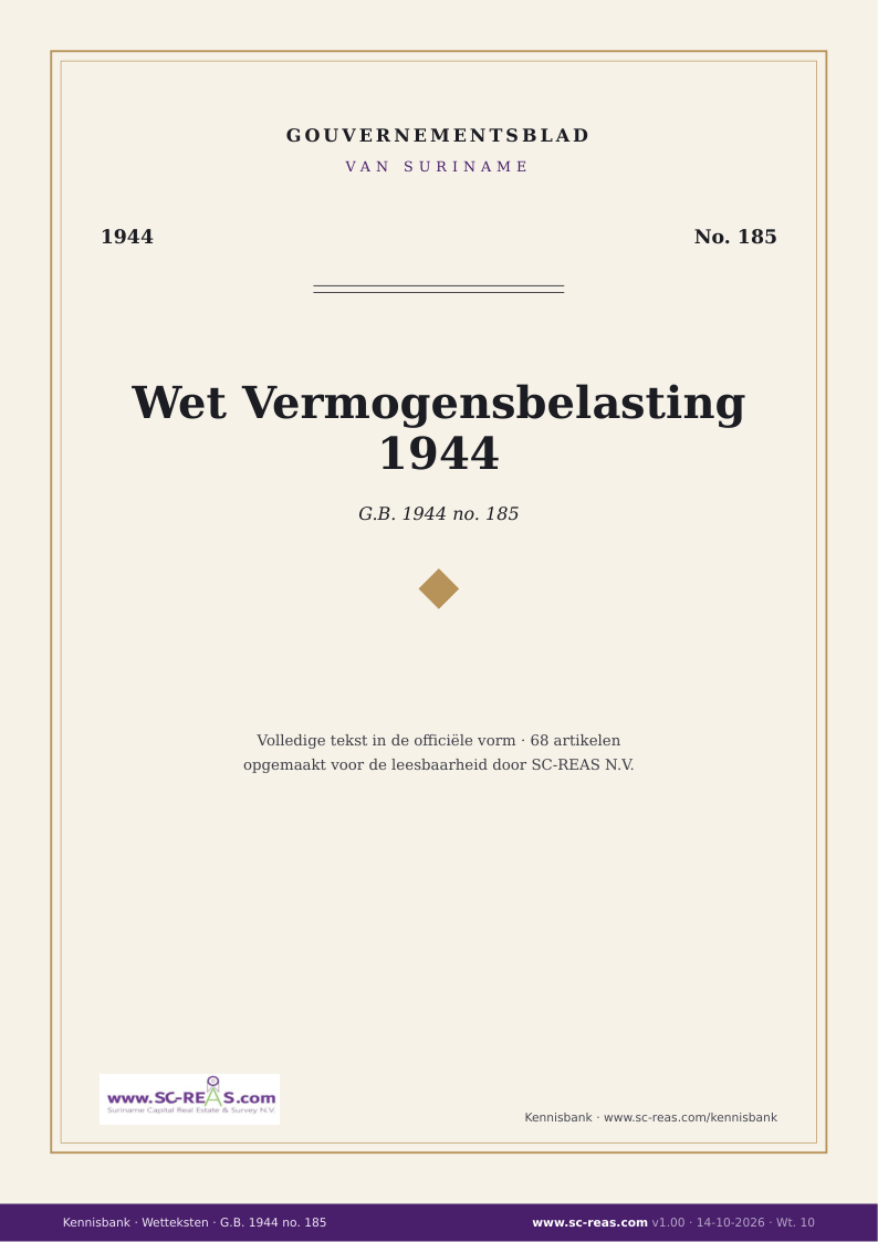 Kaft Wet Vermogensbelasting 1944