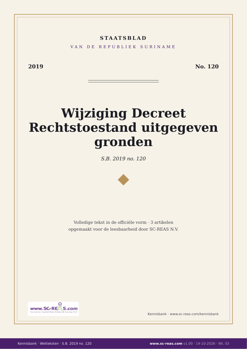Kaft Wijziging Decreet Rechtstoestand uitgegeven gronden